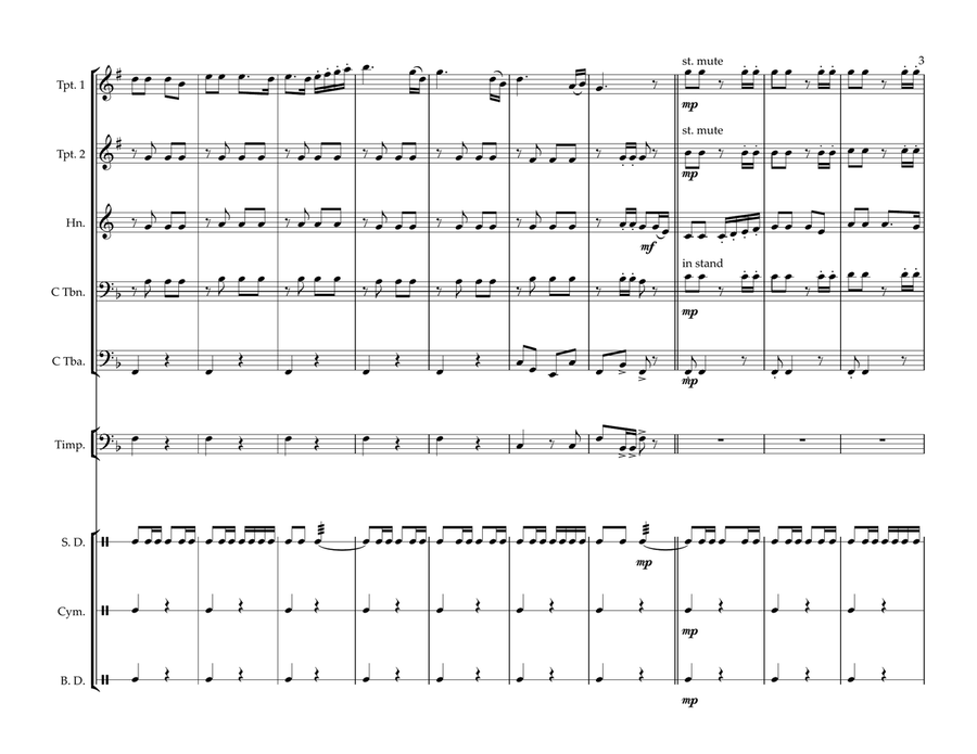 De facto Anthems of the Confederate States of America Brass Quintet scores gallery preview page 3