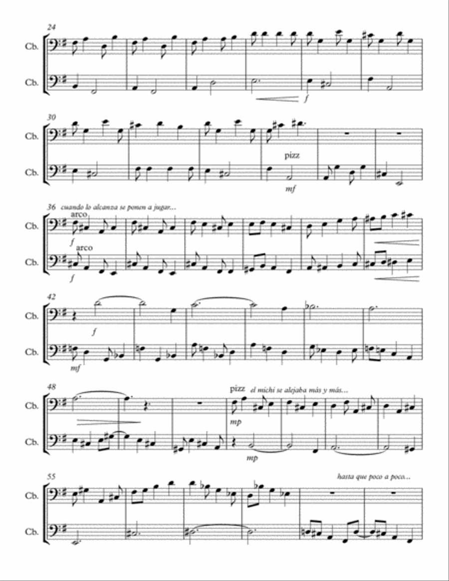 Relato de un gato - para dúo de contrabajos String Duet scores gallery preview page 3