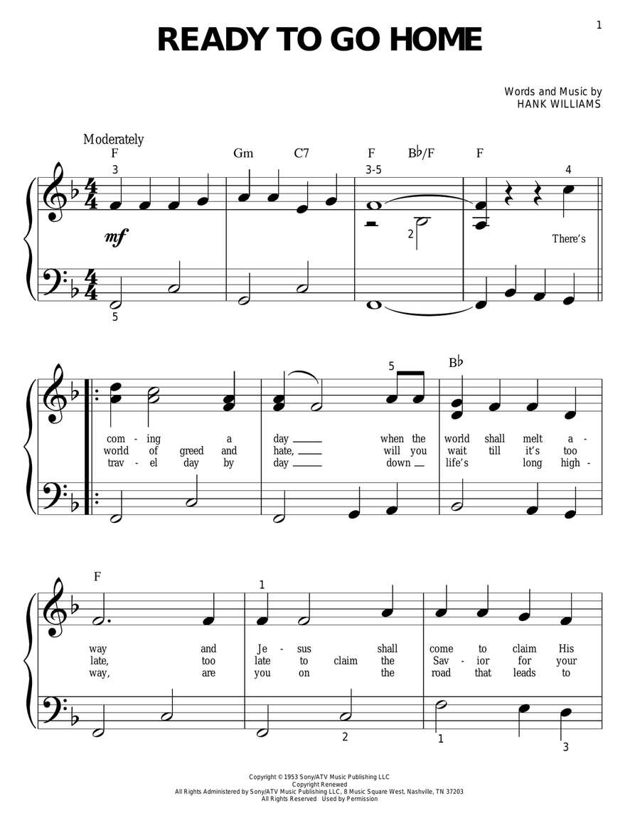 Ready To Go Home Ready To Go Home Easy Piano scores gallery preview page 1