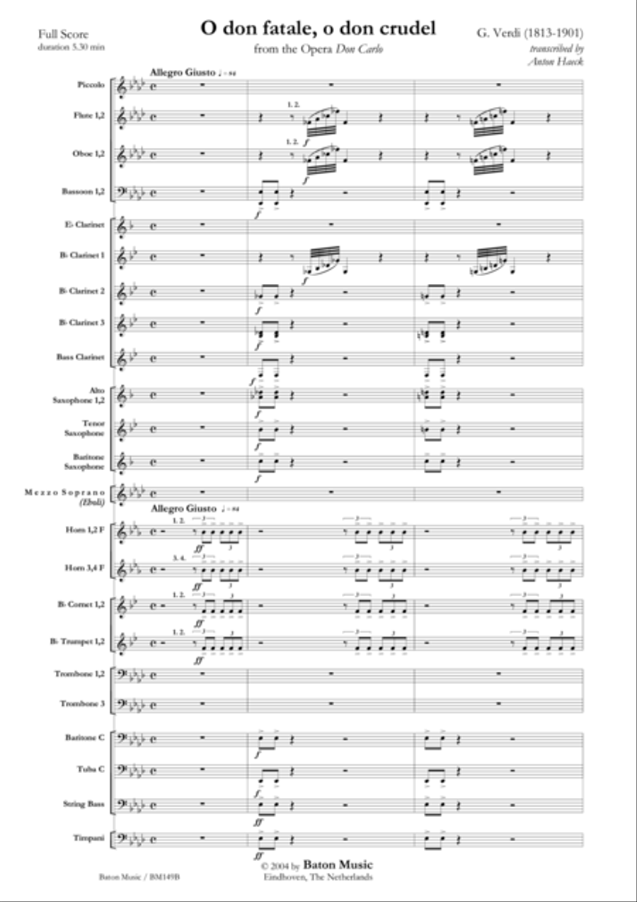 O don fatale, o don crudel Concert Band scores gallery preview page 2