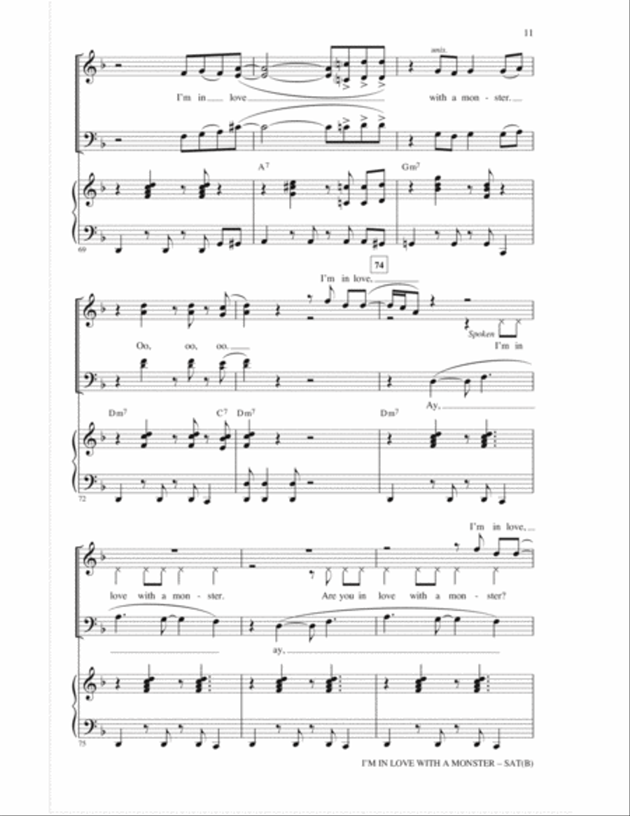 I'm In Love With A Monster 4-Part scores gallery preview page 10