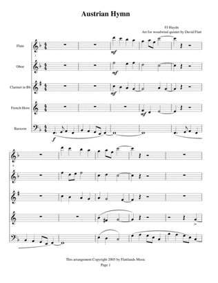 Book cover for woodwind quintet wedding music - Austrian Hymn