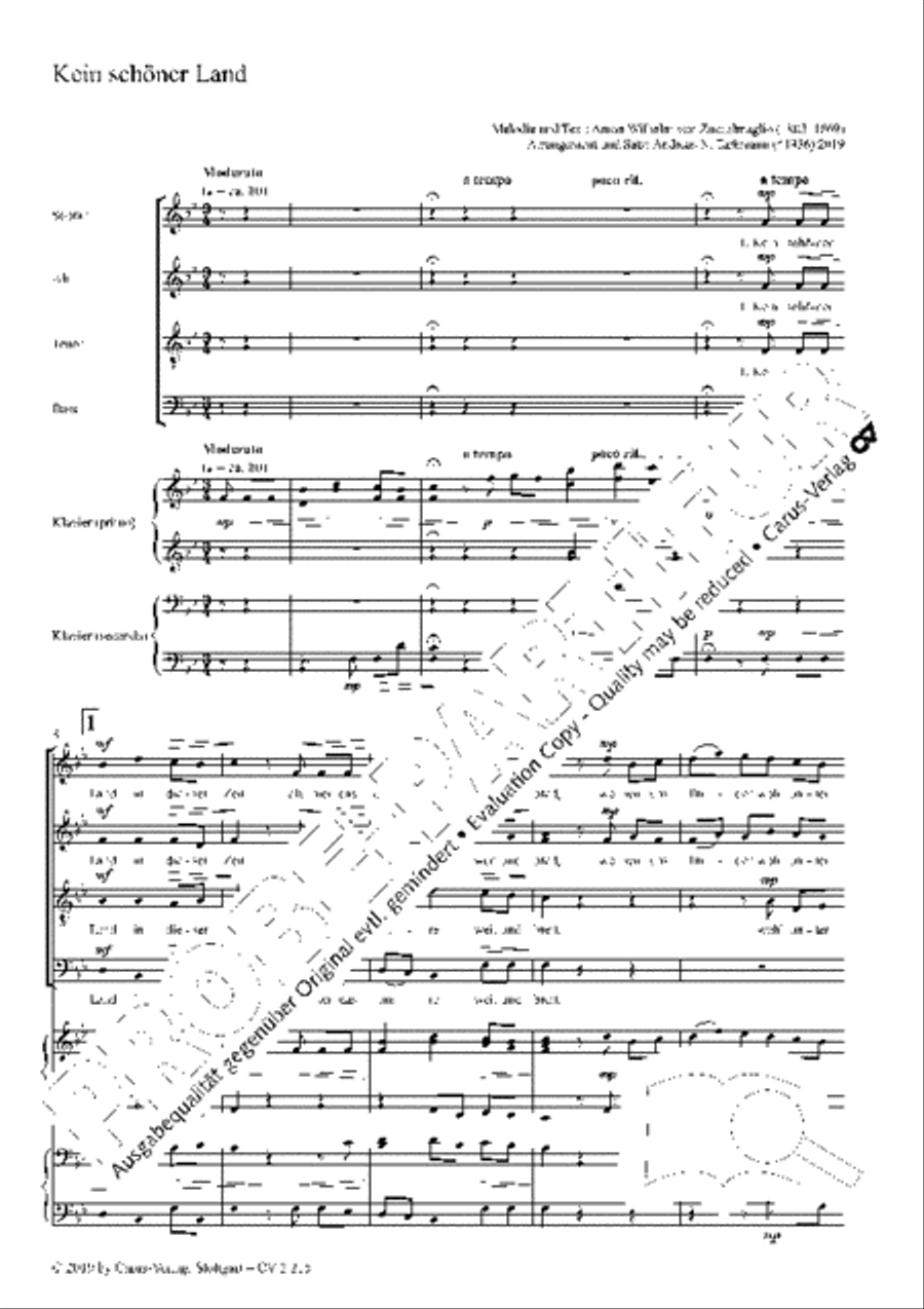 Choral collection Volkslieder for choir SATB and piano duet 4-Part scores gallery preview page 2