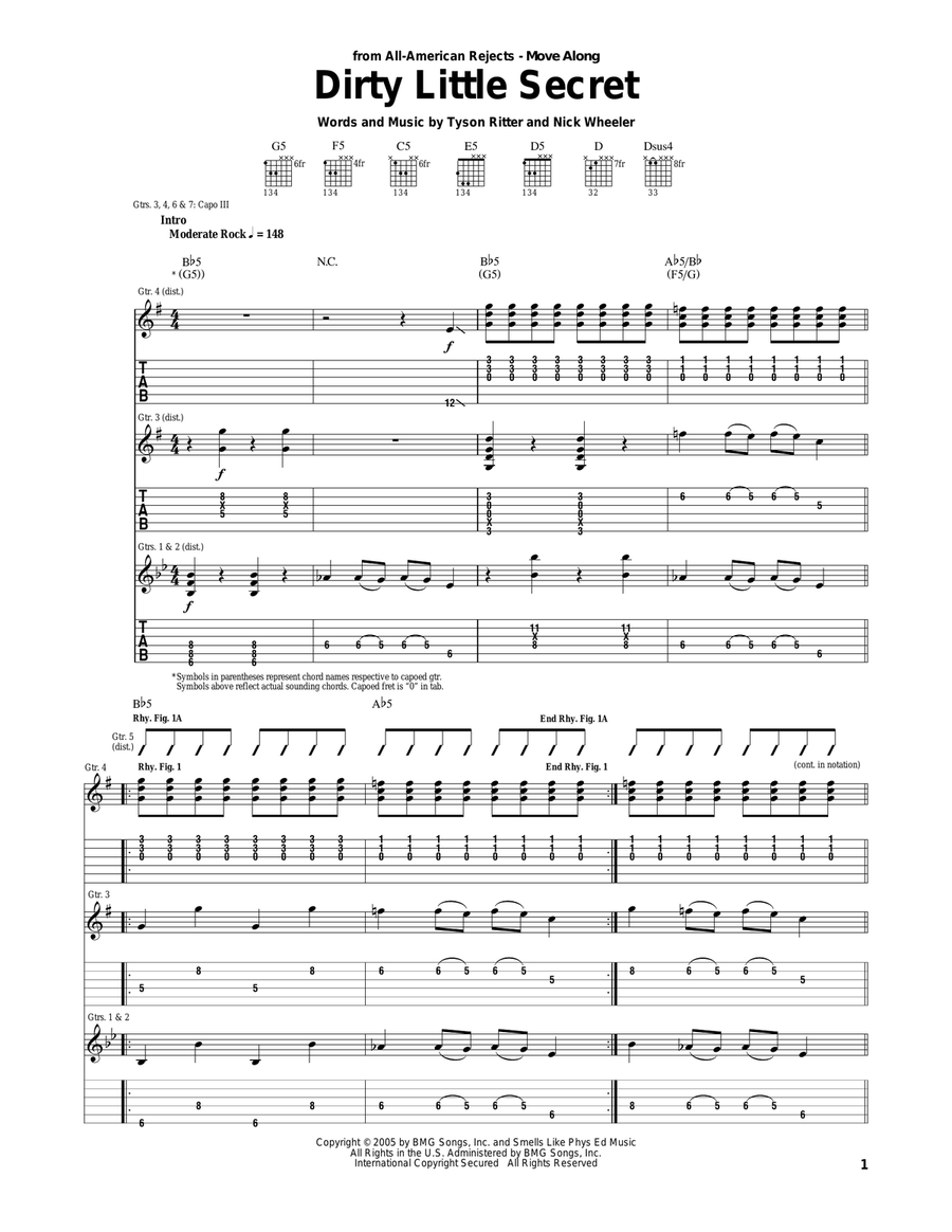 Dirty Little Secret Acoustic Guitar scores gallery preview page 1