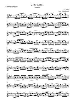 Preludium (from Cello Suite no.1 - J. S. Bach) for Alto Saxophone Solo
