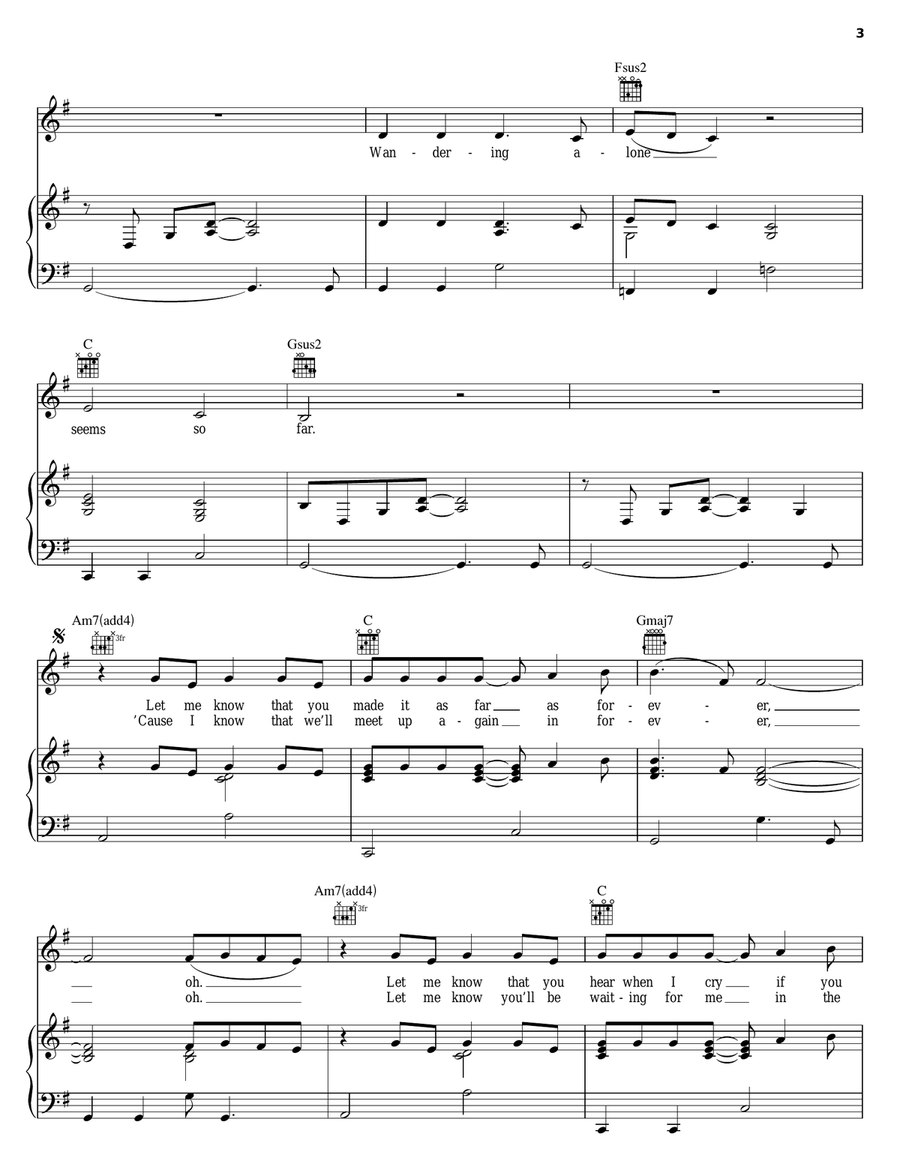 Far Away Piano, Vocal, Guitar scores gallery preview page 3