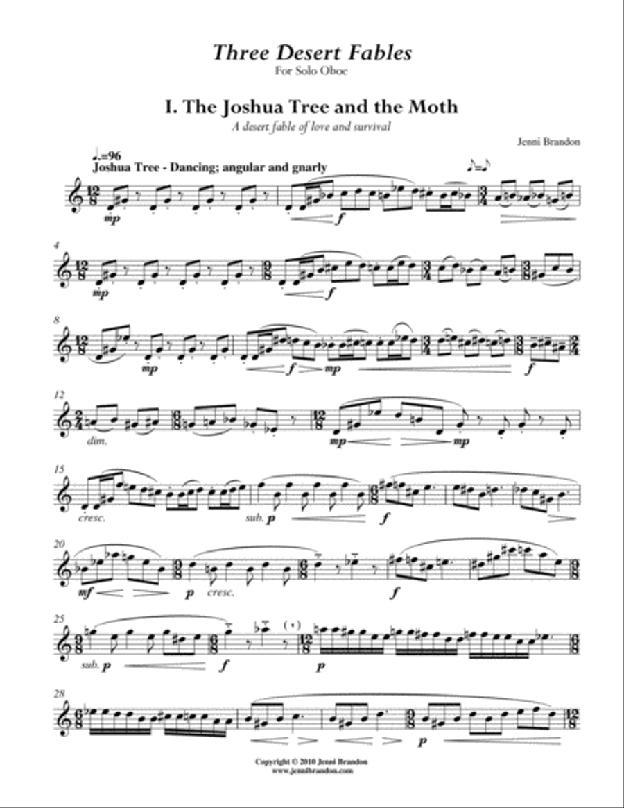 Three Desert Fables for solo oboe Oboe Solo scores gallery preview page 4