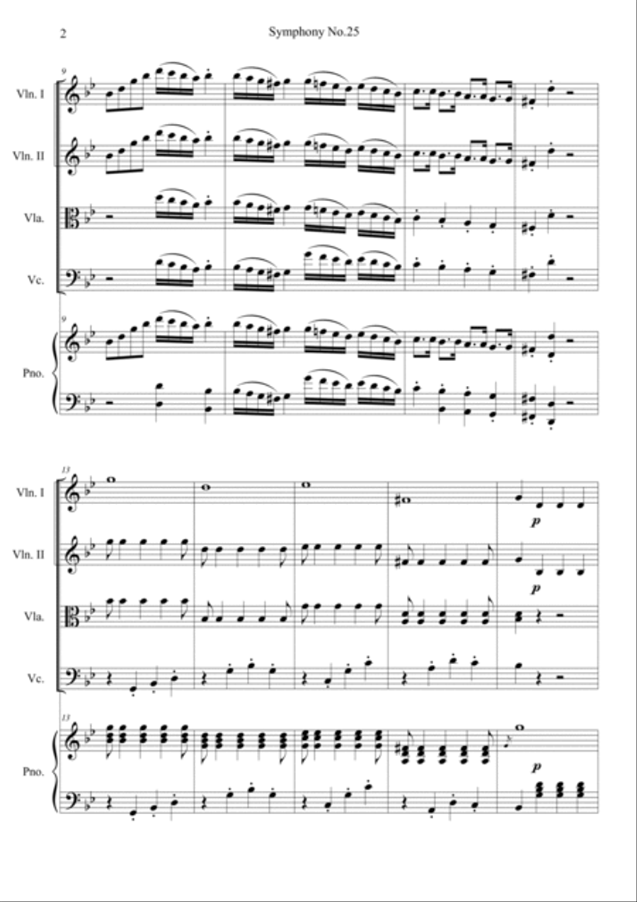 Symphony No. 25 1st Movement Orchestra scores gallery preview page 2