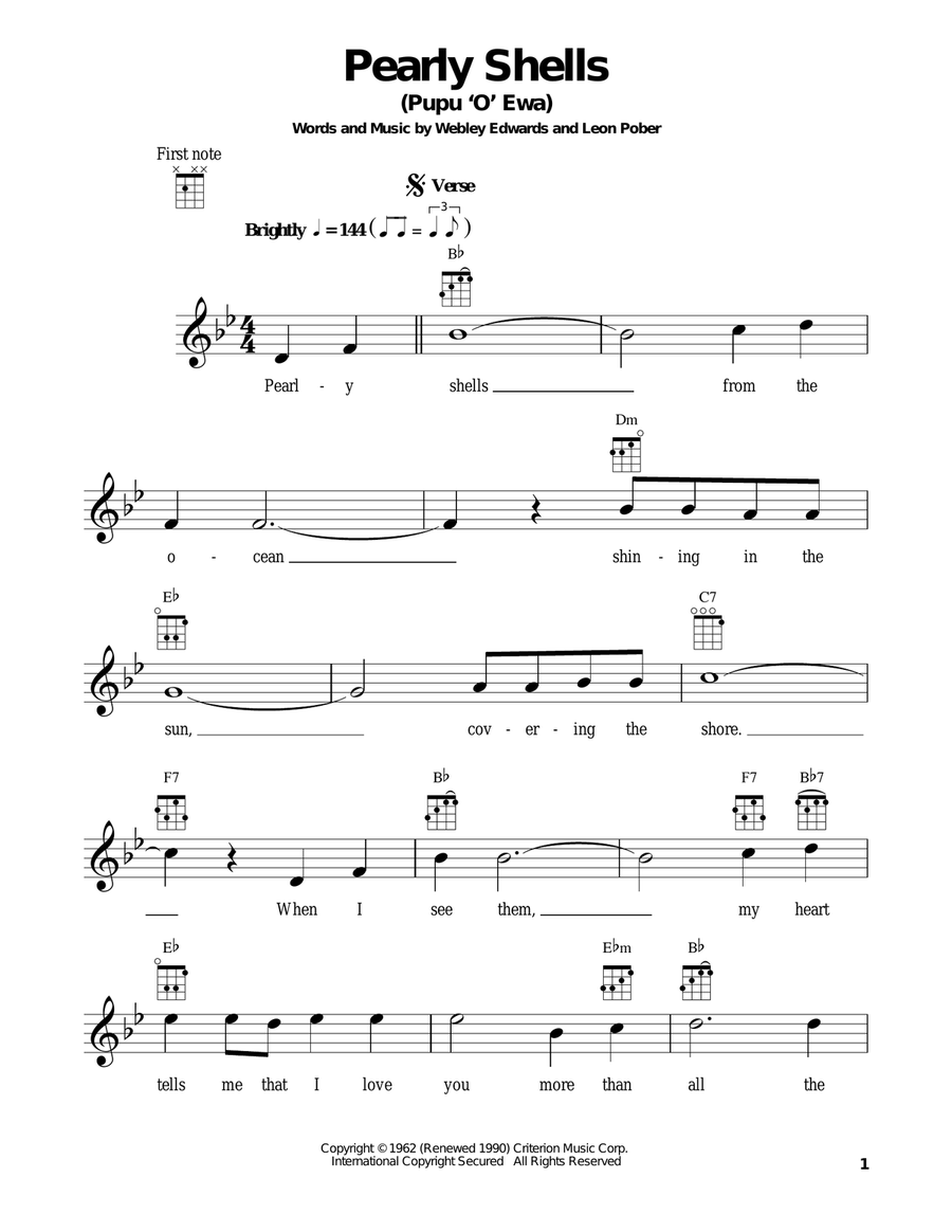 Pearly Shells (Pupu O Ewa) Ukulele scores gallery preview page 1