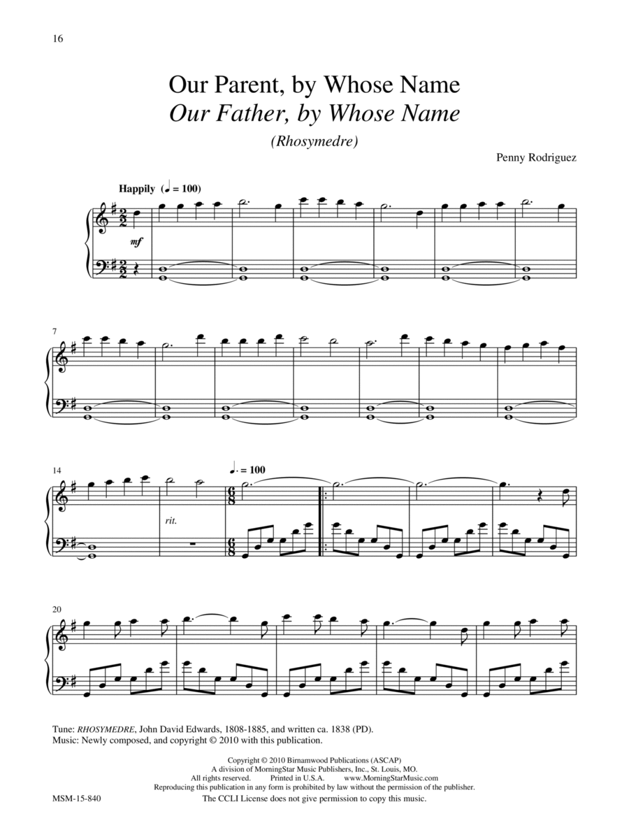 Our Parent, by Whose Name Piano Solo scores gallery preview page 1