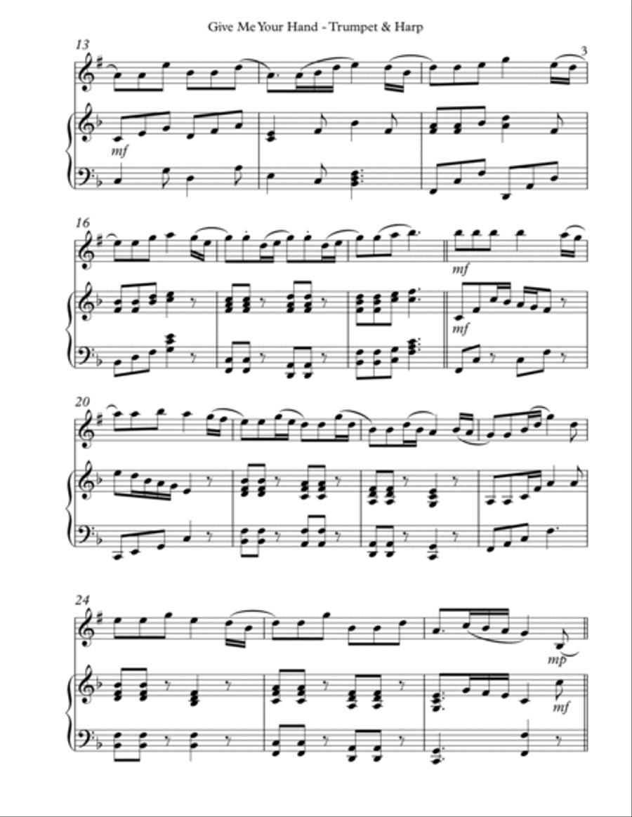 Give Me Your Hand, Duet for Bb Trumpet & Harp image number null