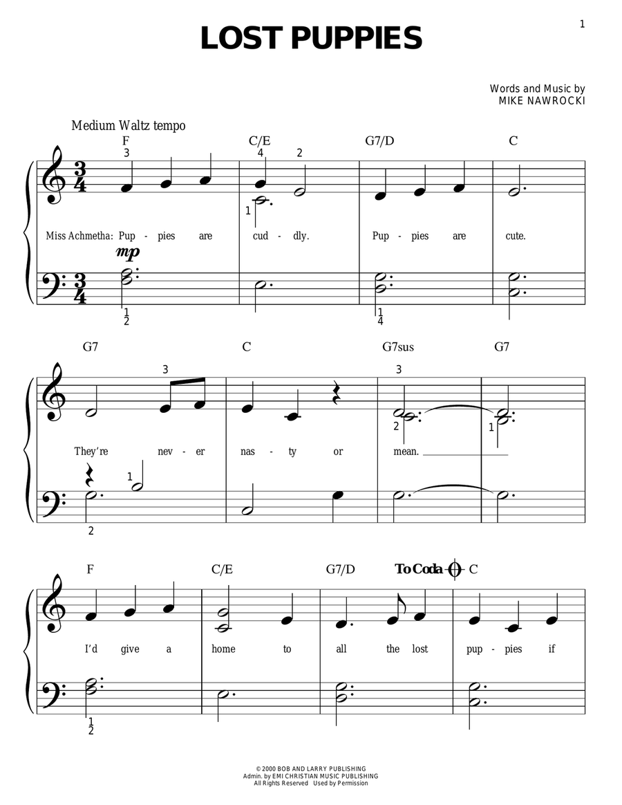 Lost Puppies Lost Puppies Easy Piano scores gallery preview page 1