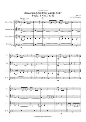 Bartók: Romanian Christmas Carols, Sz.57 Book 1 ( Nos. 1 to 5) - clarinet quartet
