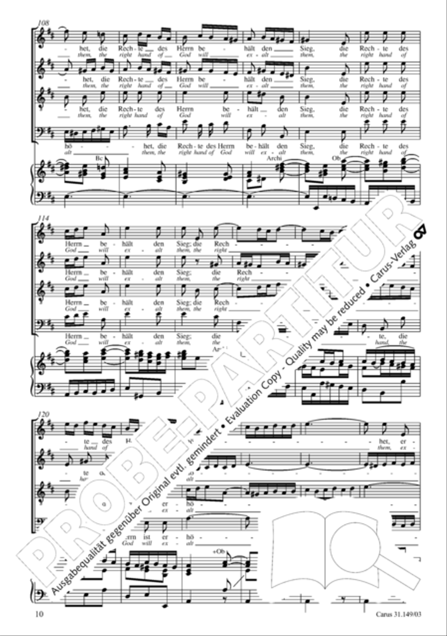 The voice of rejoicing and hope (Man singet mit Freuden vom Sieg) 4-Part scores gallery preview page 11