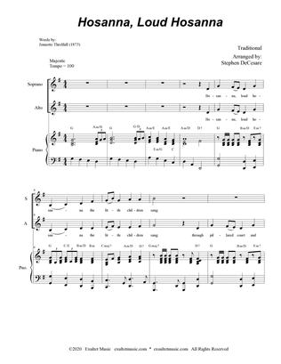 Hosanna, Loud Hosanna (Duet for Soprano and Alto Solo - Piano accompaniment)