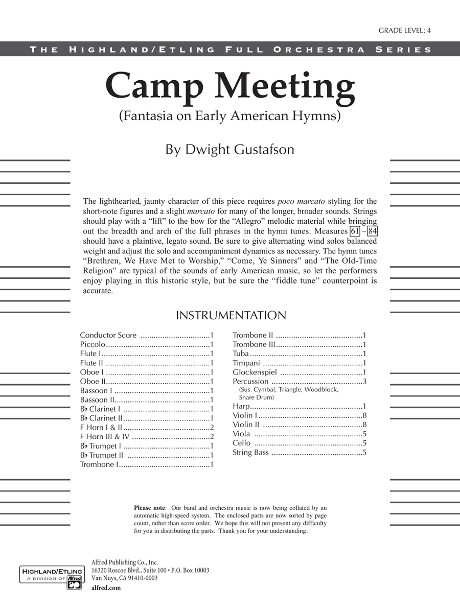 Camp Meeting (Fantasia on Early American Hymns): Score
