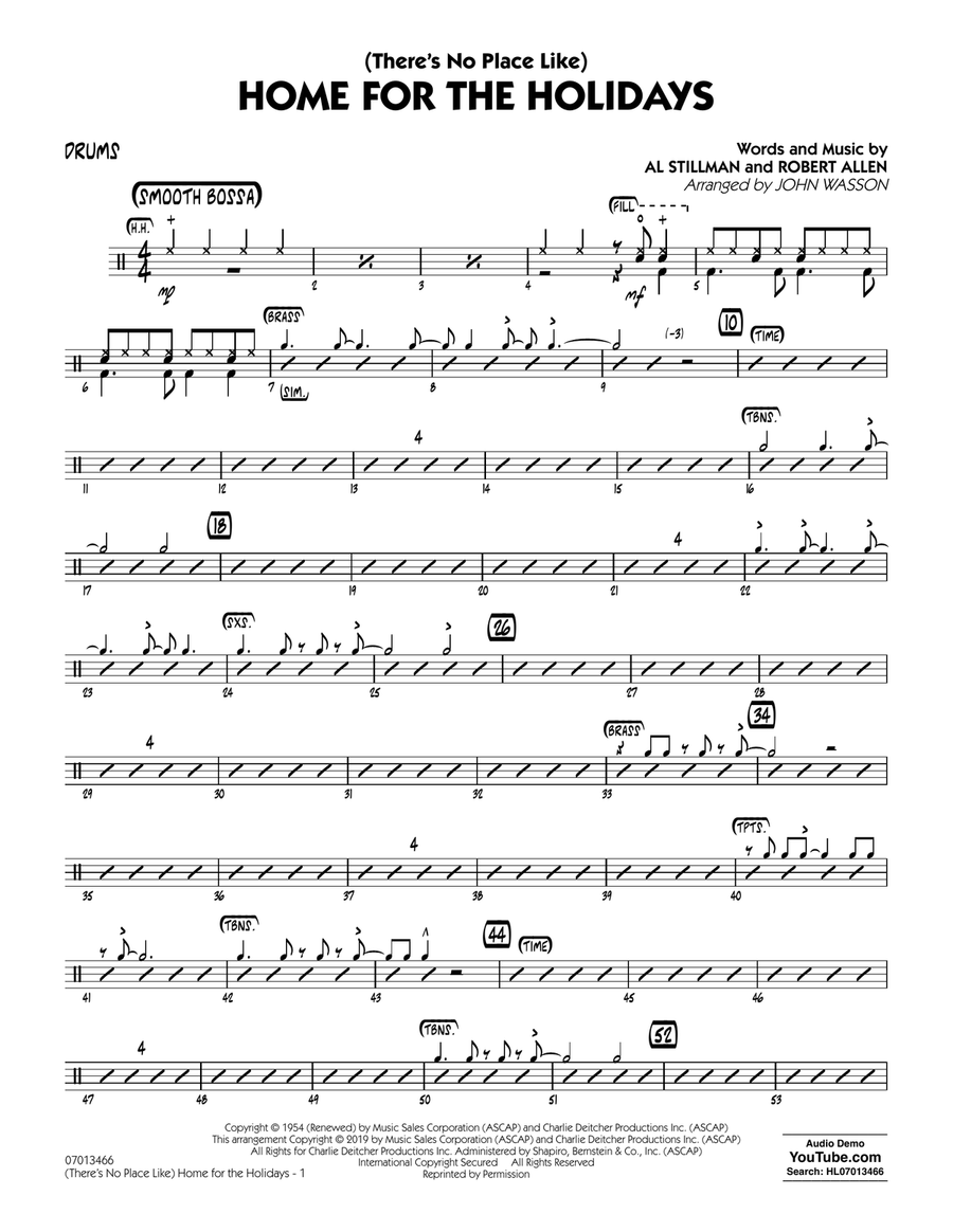 (There's No Place Like) Home for the Holidays (arr. John Wasson) - Drums Jazz Ensemble scores gallery preview page 1