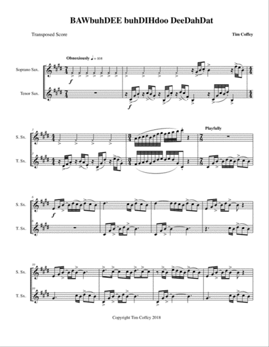 BahbuhDee buhDihdoo DeeDahDat Woodwind Duet scores gallery preview page 3