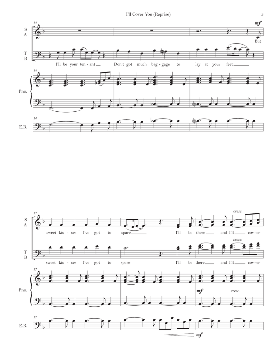 I'll Cover You - Reprise I'll Cover You - Reprise 4-Part scores gallery preview page 3