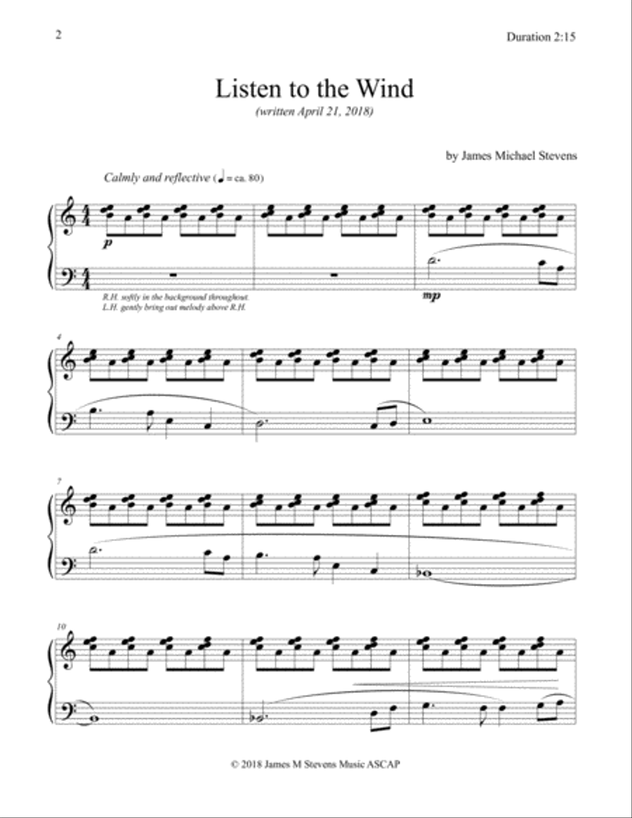 Listen to the Wind Piano Method scores gallery preview page 2