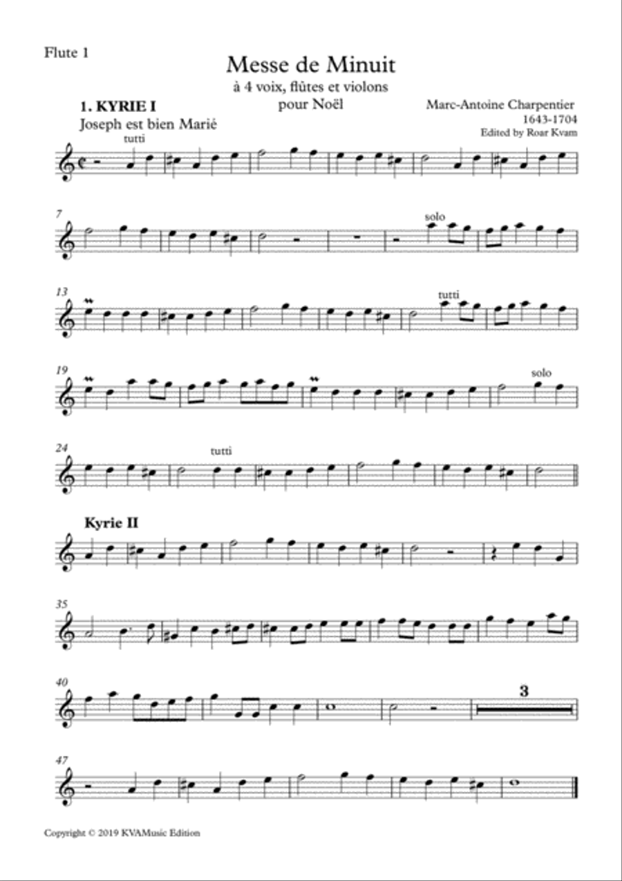 Charpentier: Messe de Menuit pur Noël (SSAA soli, SSAA choir, flutes, strings and continuo) - Orche SSAA scores gallery preview page 1