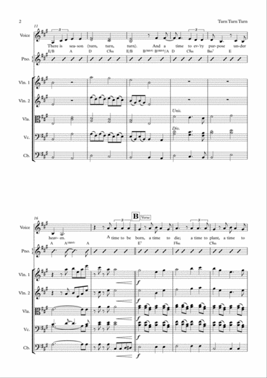 Turn! Turn! Turn! (to Everything There Is A Season) String Orchestra scores gallery preview page 2