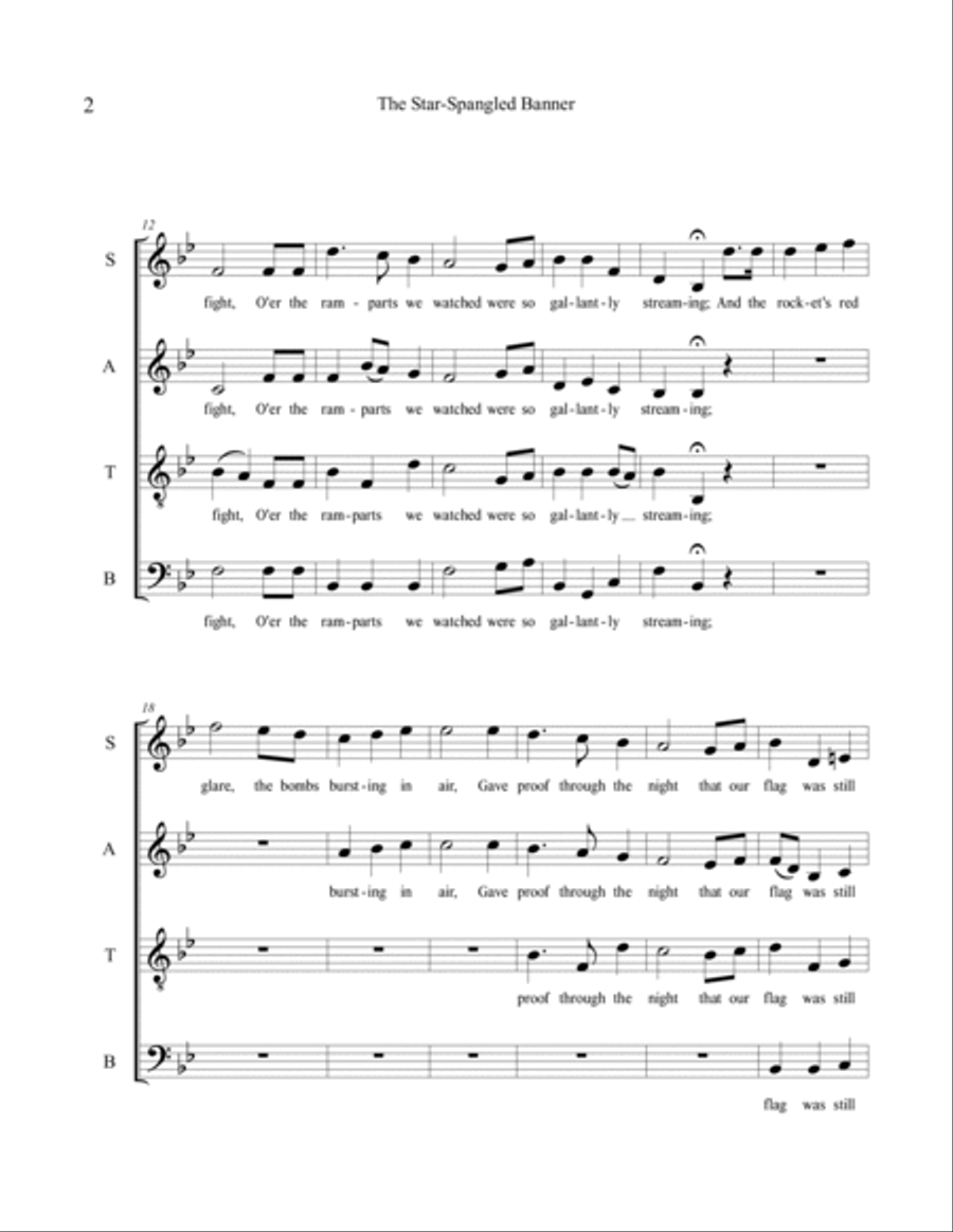 The Star-Spangled Banner 4-Part scores gallery preview page 2