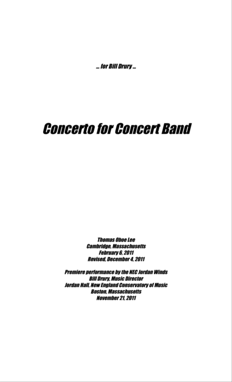 Concerto for Concert Band (2011) full score Concert Band scores gallery preview page 1