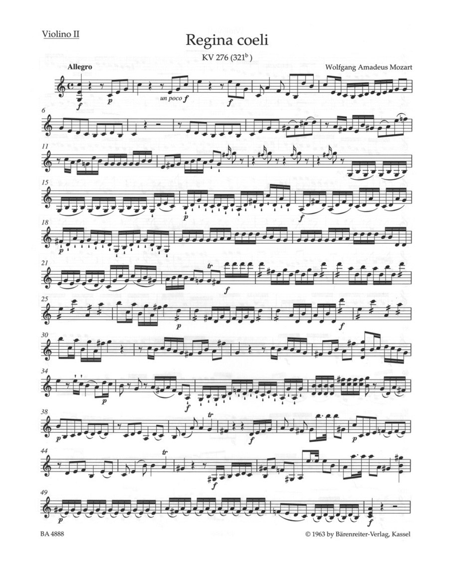 Regina coeli KV 276 (321b) Violin scores gallery preview page 1