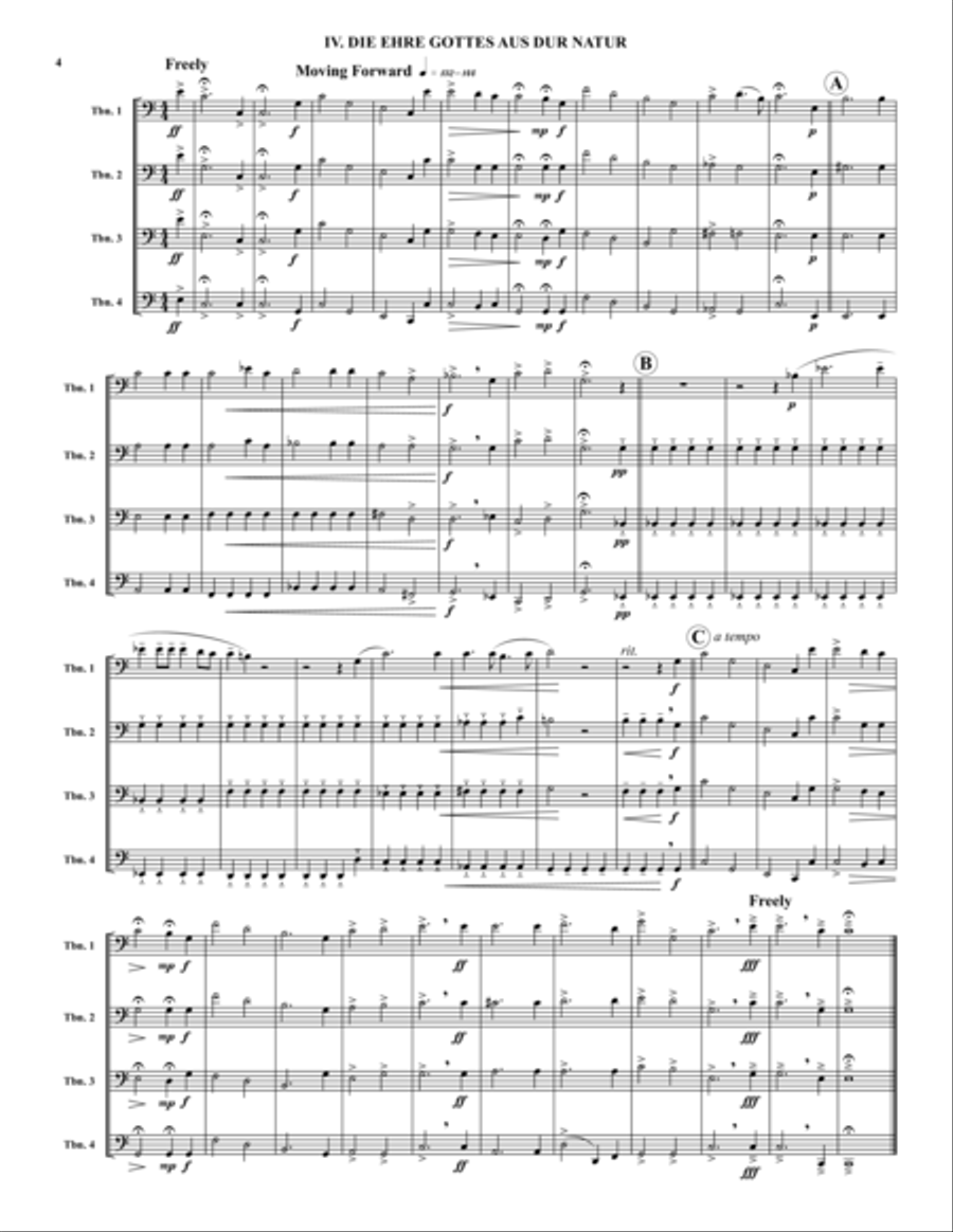 Four Beethoven Lieder Trombone Quartet scores gallery preview page 4