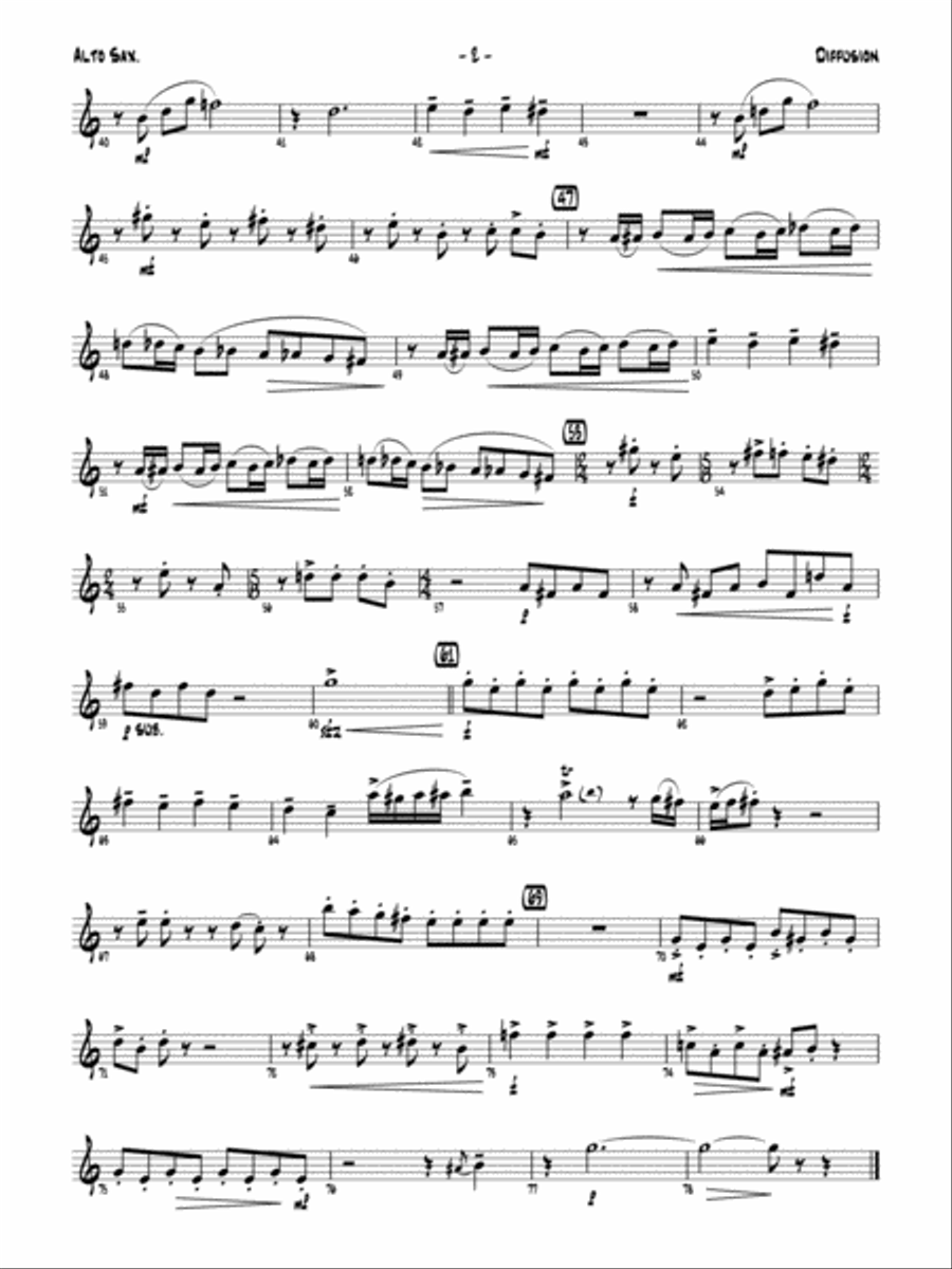 Diffusion for Sax Quartet: E-flat Alto Saxophone Saxophone Quartet scores gallery preview page 3