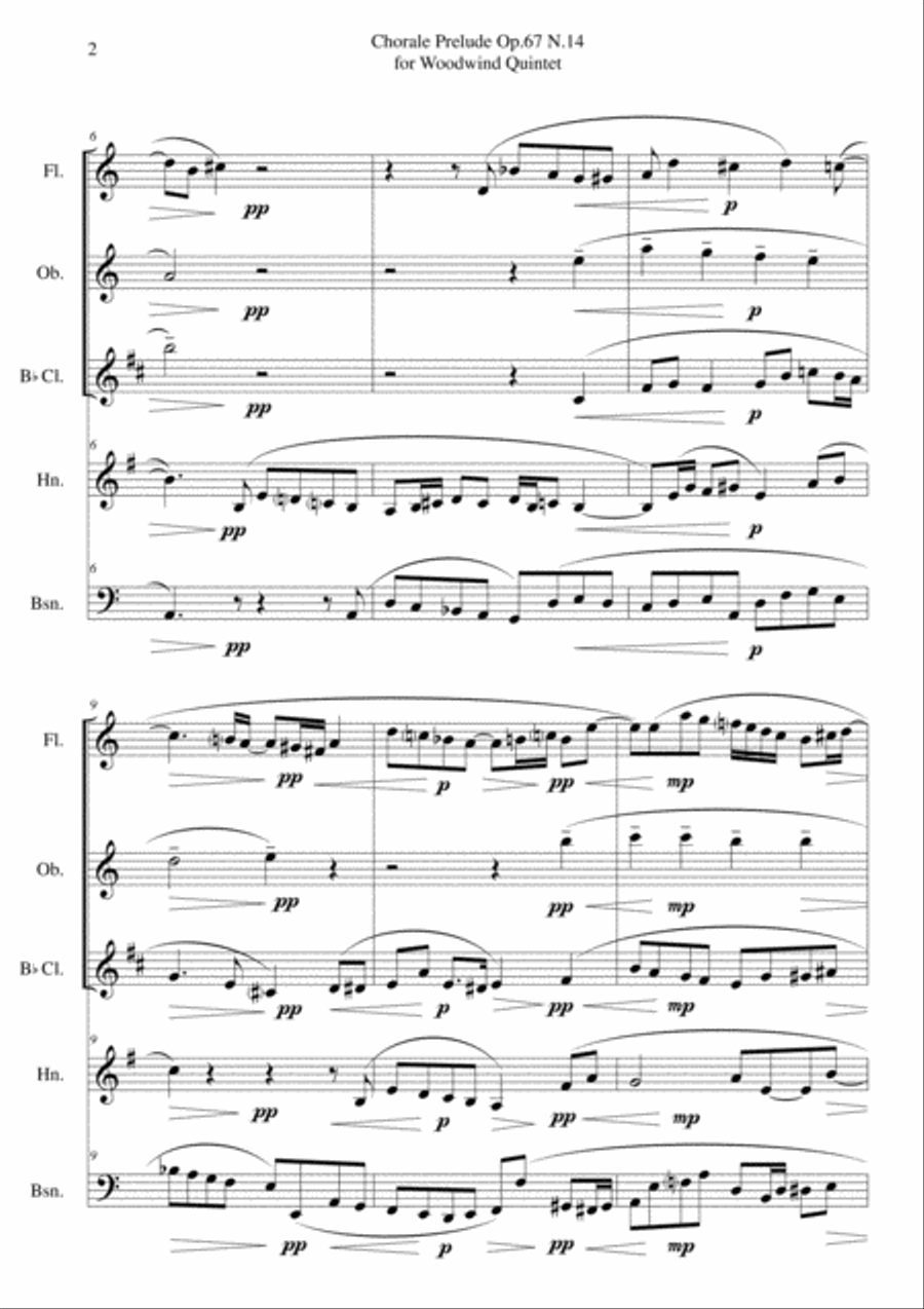 Chorale Prelude Op.67 N.14 for Woodwind Quintet Woodwind Quintet scores gallery preview page 2