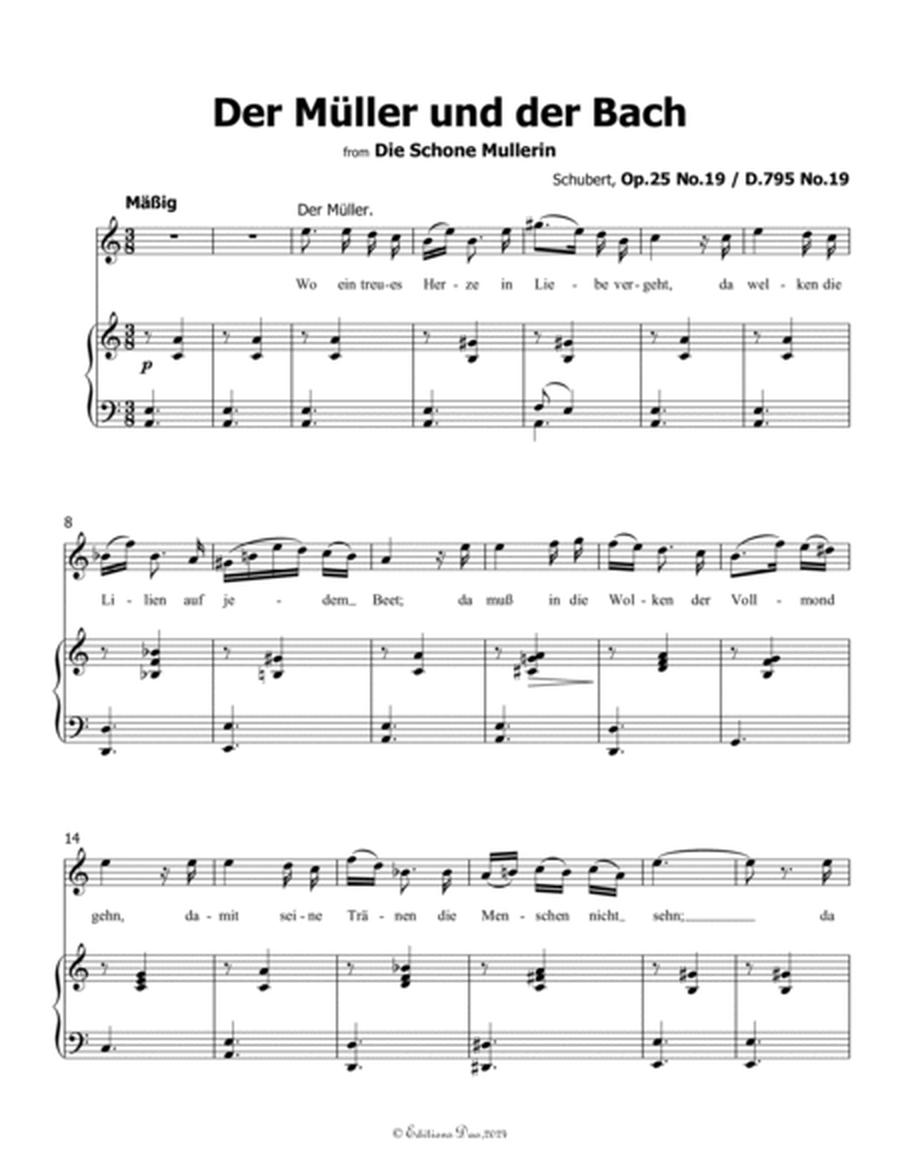 Der Muller und der Bach, by Schubert, Op.25 No.19, in a minor