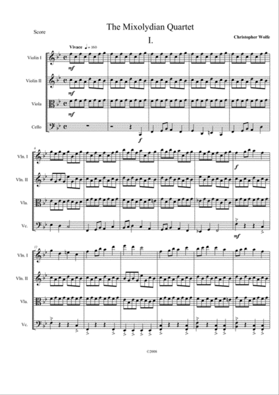 Mixolydian Quartet - Strings String Quartet scores gallery preview page 1