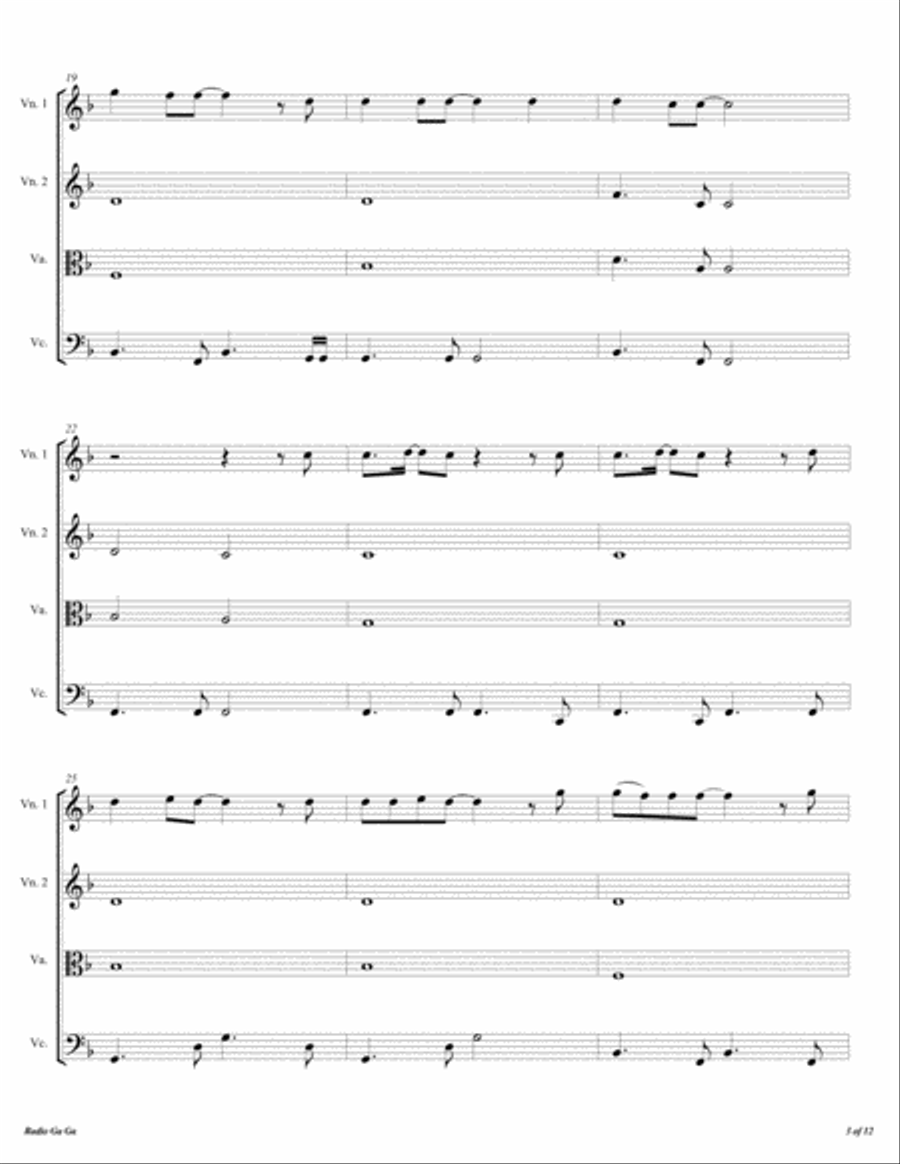 Radio Ga Ga String Quartet scores gallery preview page 4