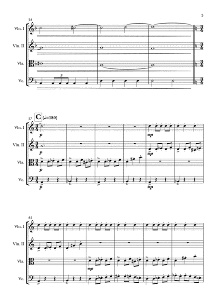 Gladiator Main Theme String Quartet scores gallery preview page 6