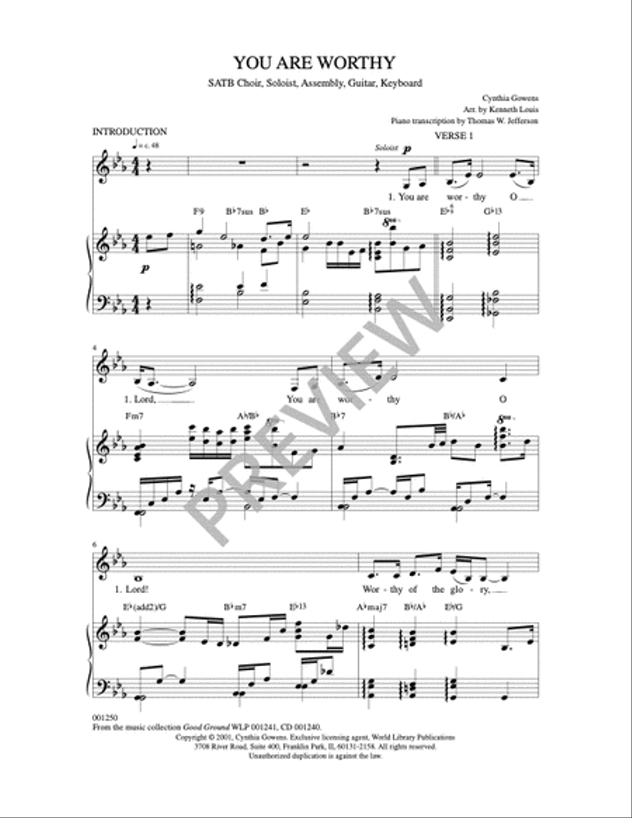 You Are Worthy 4-Part scores gallery preview page 9