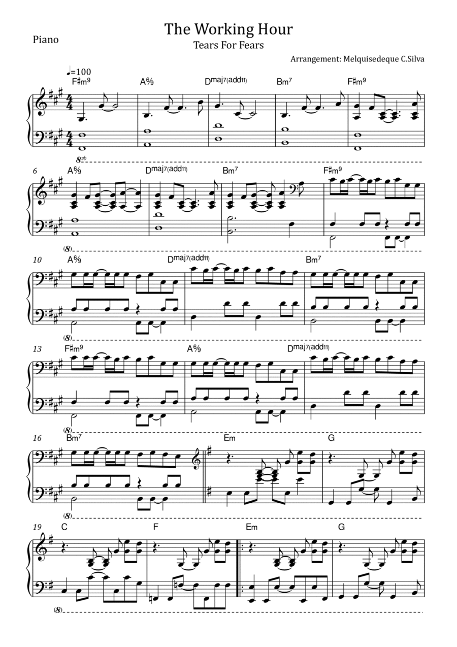 The Working Hour Piano Solo scores gallery preview page 1