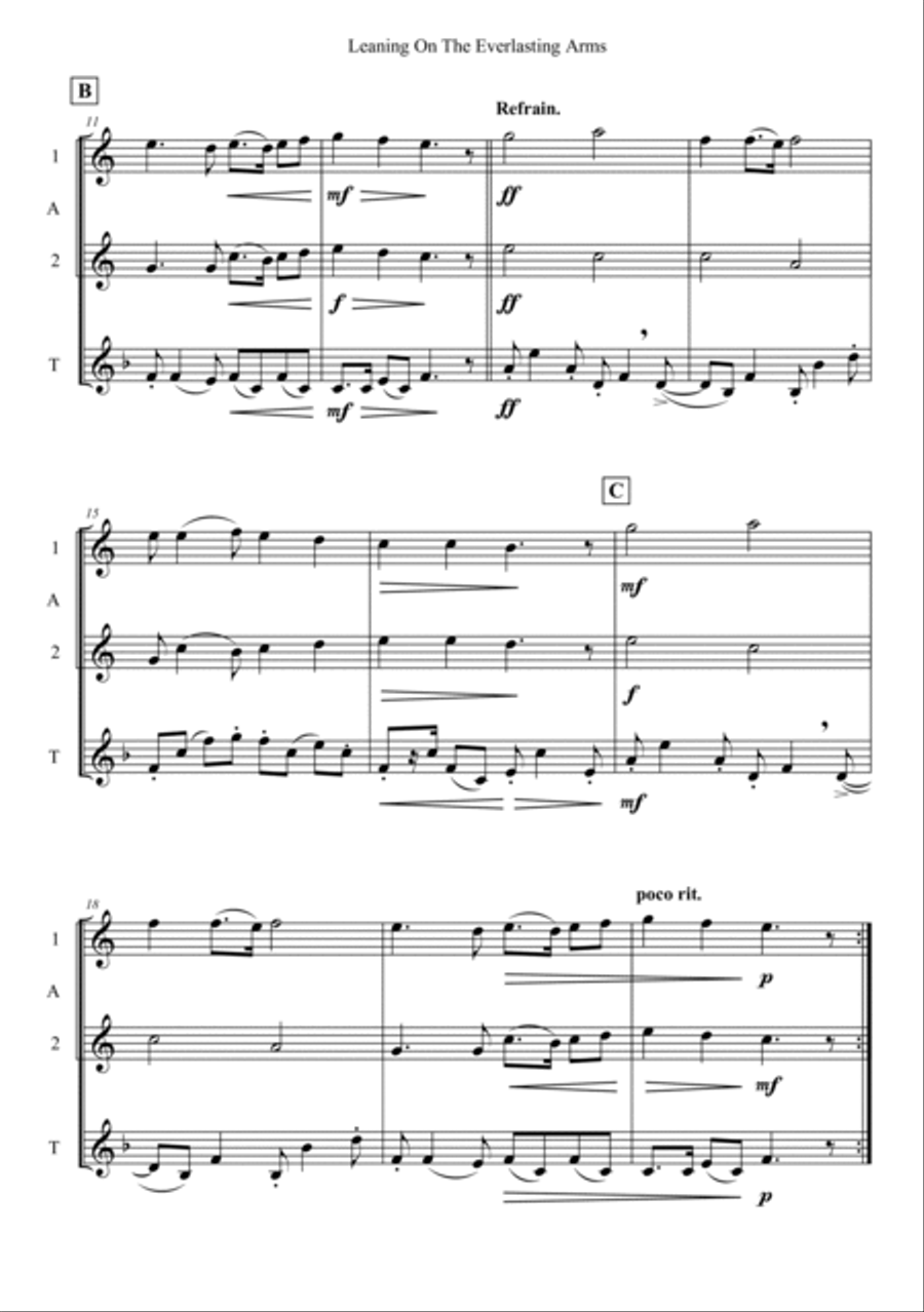 Leaning On The Everlasting Arms Woodwind Trio scores gallery preview page 2