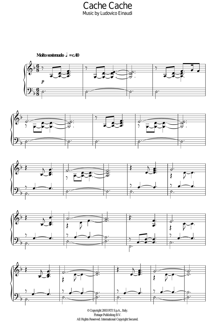 Cache Cache Piano Solo scores gallery preview page 1