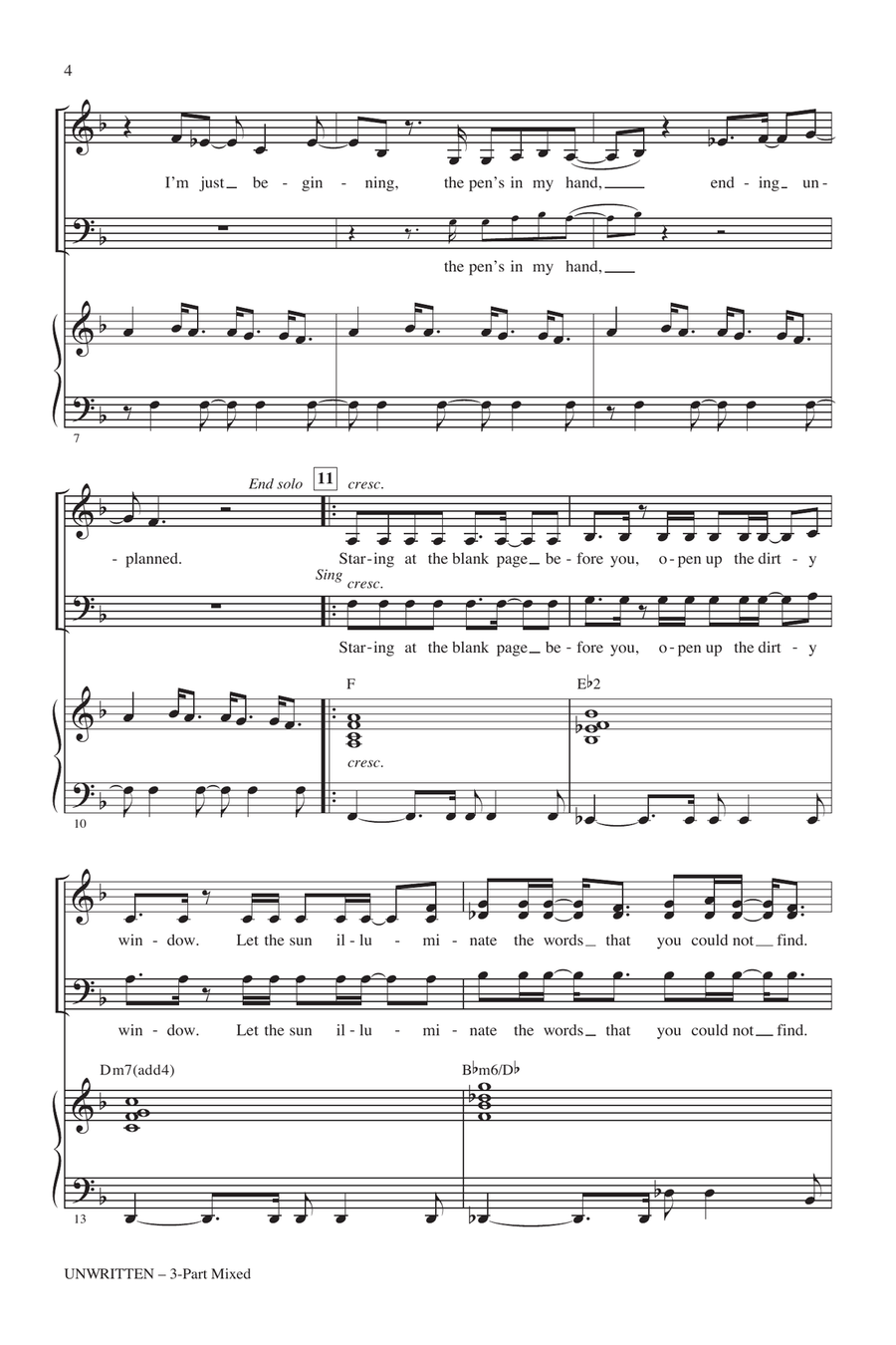 Unwritten (arr. Roger Emerson) 3-Part scores gallery preview page 2