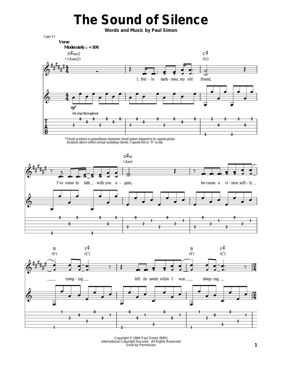 The Sound Of Silence Acoustic Guitar scores gallery preview page 1