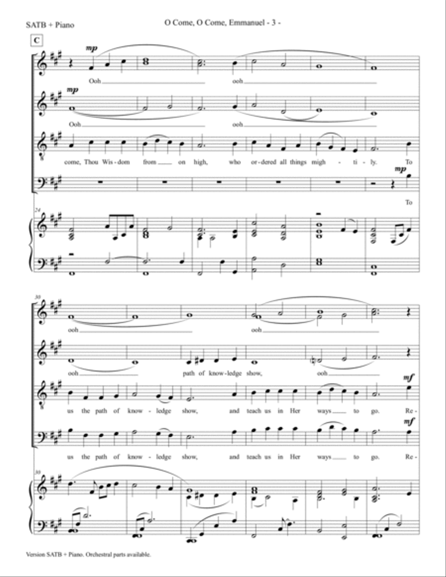 O Come, O Come, Emmanuel O Come, O Come, Emmanuel 4-Part scores gallery preview page 3