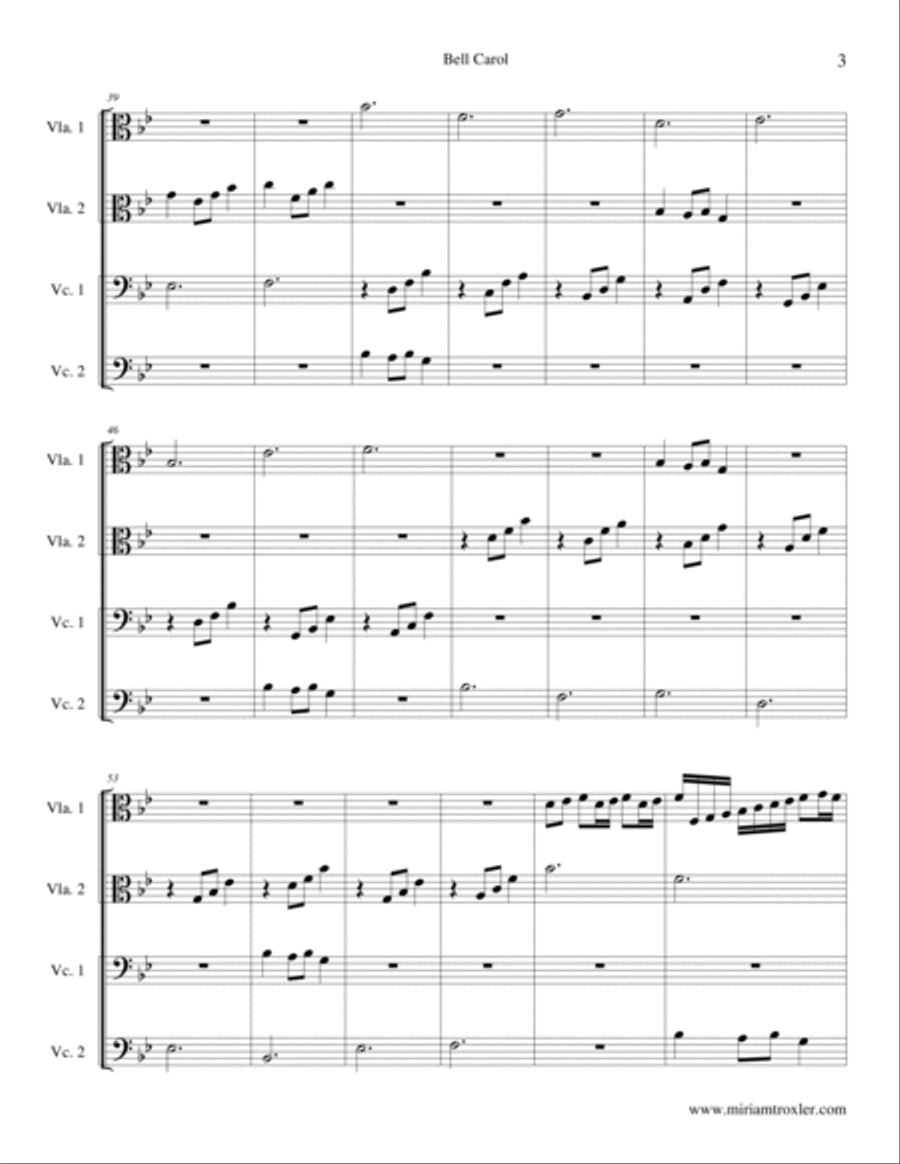 Bell Carol for Viola and Cello String Duet scores gallery preview page 3