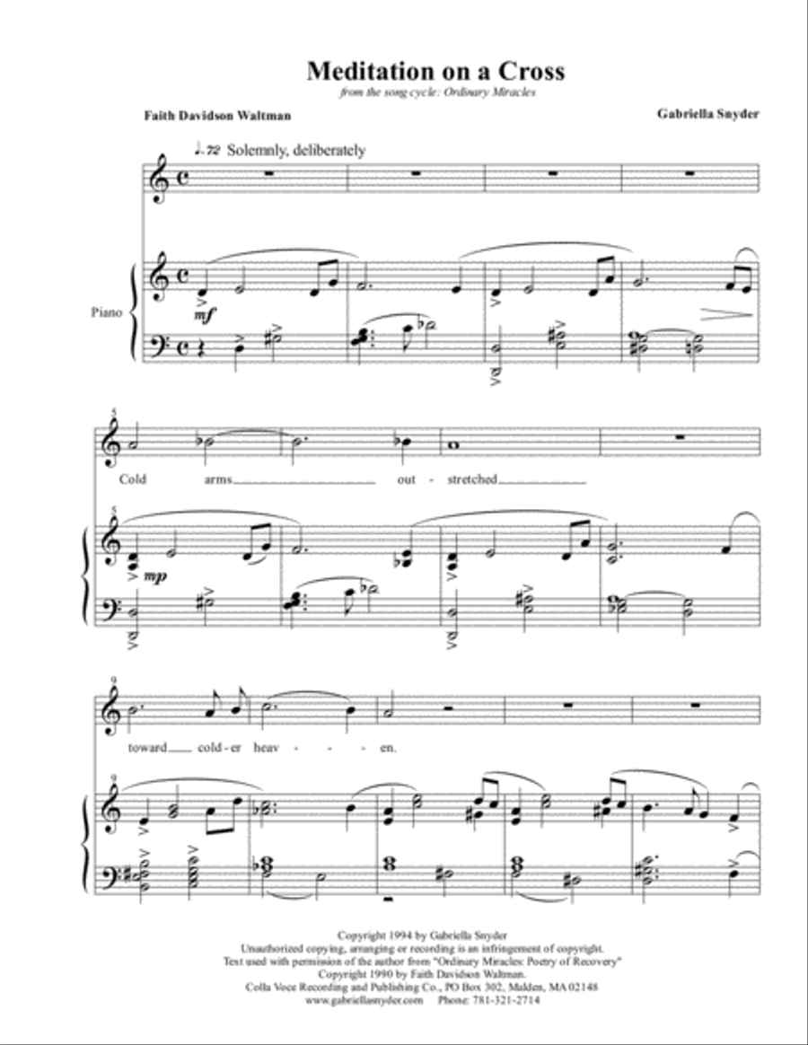 Meditation on a cross Tenor Voice scores gallery preview page 1