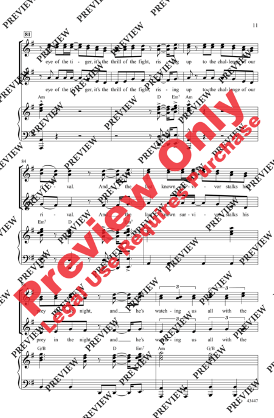 Eye of the Tiger Women's Choir scores gallery preview page 11