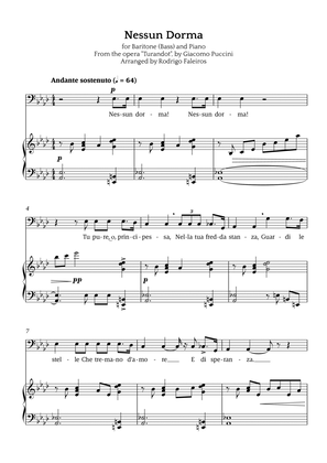 Nessun Dorma (for baritone or bass and piano)