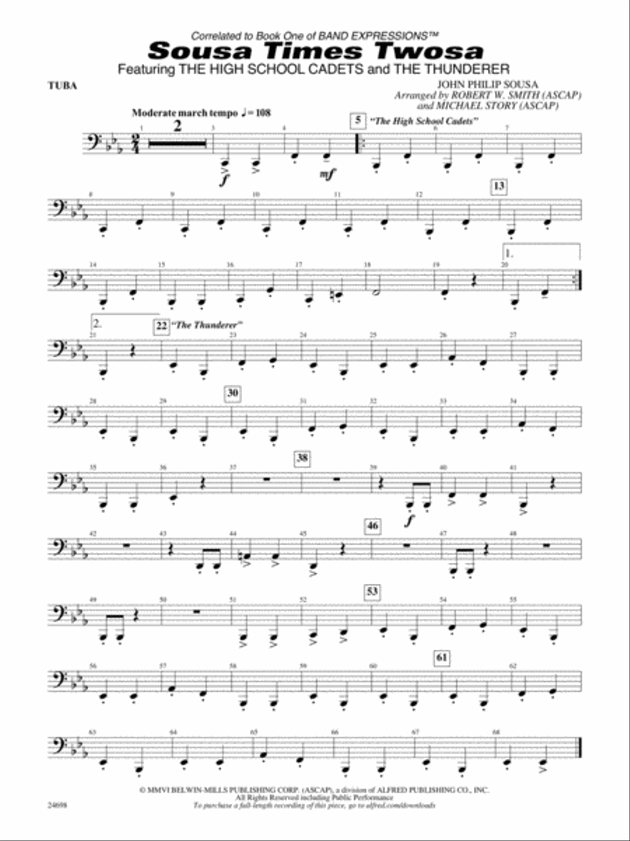 Sousa Times Twosa: Tuba Concert Band scores gallery preview page 1