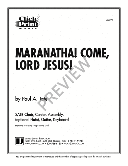 Maranatha, Come Lord Jesus