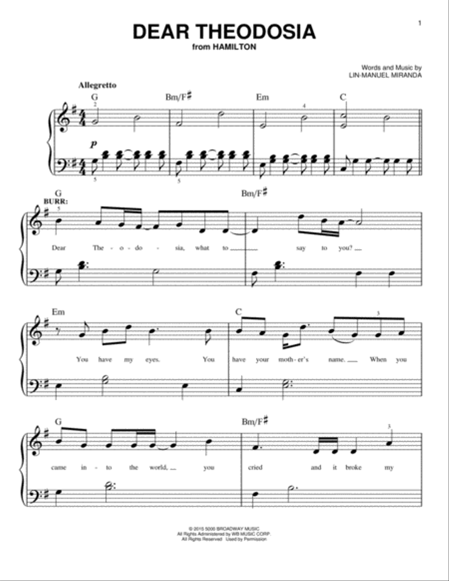 Dear theodosia ukulele tabs discount